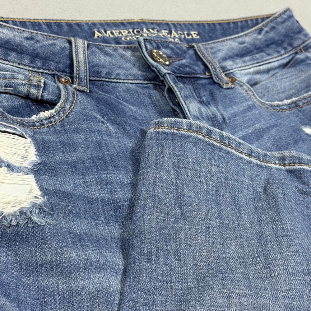 American Eagle Skinny Jeans Medium Wash Distressed Ripped Denim Womens Size 2